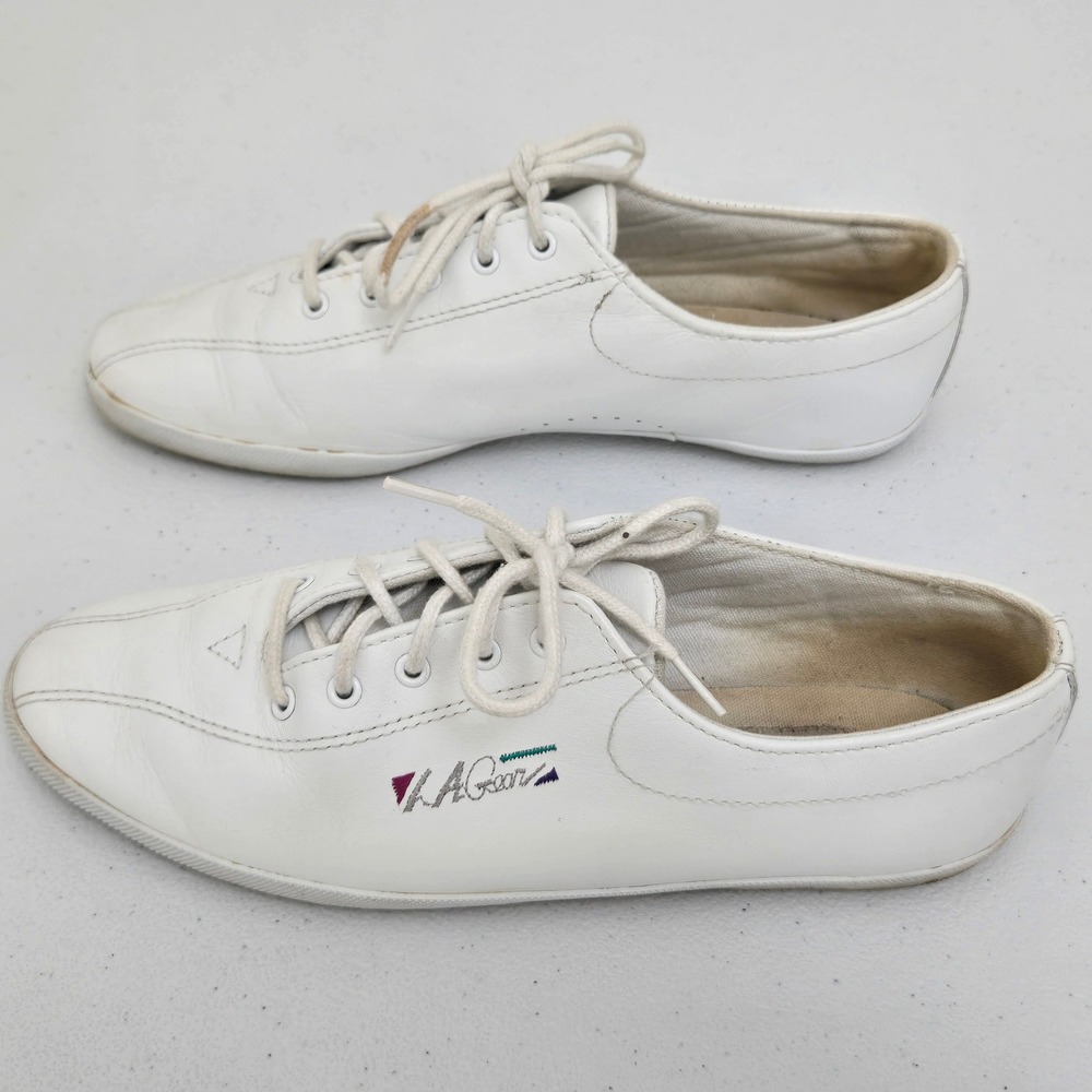 LA Gear Women White Leather Comfort Lace Up Athletic Sneakers Shoes Size 7.5 - Picture 3 of 7
